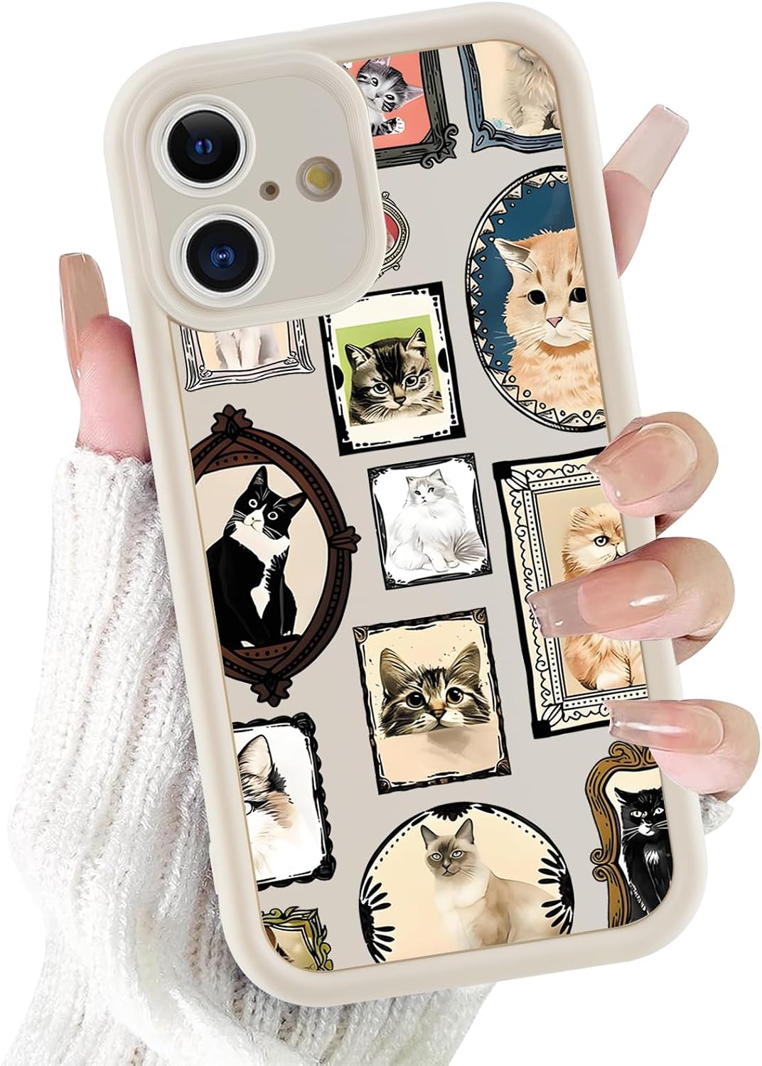 Case for iPhone 16, Cute Cat Collage Design, Trendy Aesthetic Animal Print Phone Case for Women Girls, Slim Soft Silicone TPU Shockproof Protective Bumper Phone Cover Funda