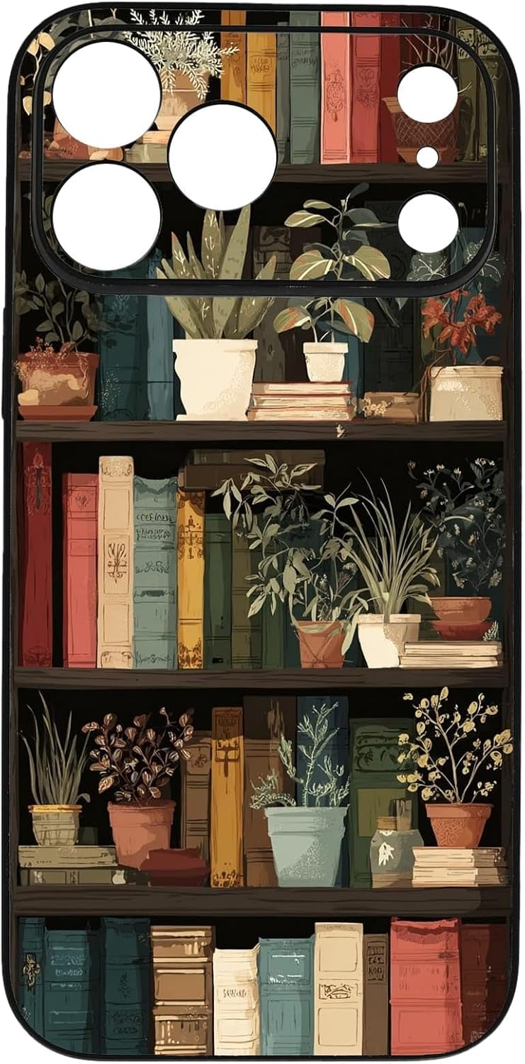 Plant Parent Bookshelf Botanical Greenery Library Phone Case, Shockproof Protective Cover for iPhone 11 12 13 14 15 16 17 Pro Max Plus Mini XR 7 8 SE