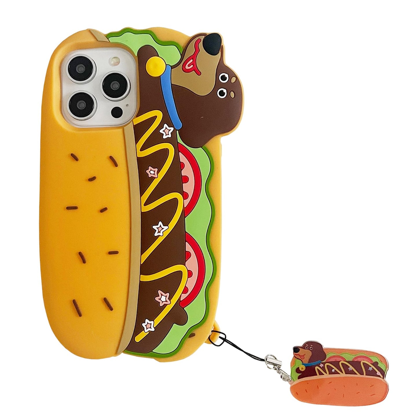 Soft Silicone Case Compatible with iPhone 11,Cute 3D Cartoon Taiyaki with Fish Keychain 3D Funny Kawaii Phone Cases Women Girls Shockproof Cover for iPhone 11