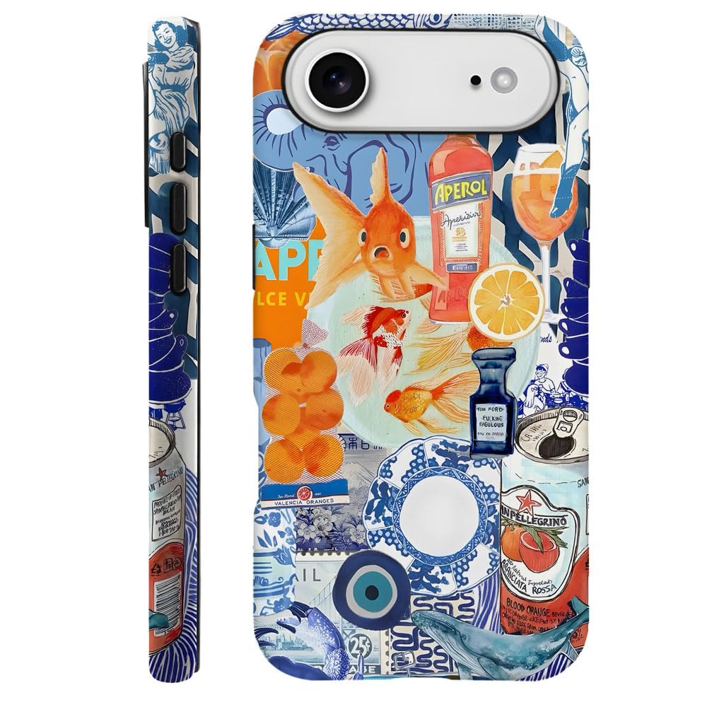 Case Compatible with iPhone 17 Pro,Fall Prevention Hybrid 2-Layer Hard Shell Phone Cover for Girls Boys,Collage European Disco