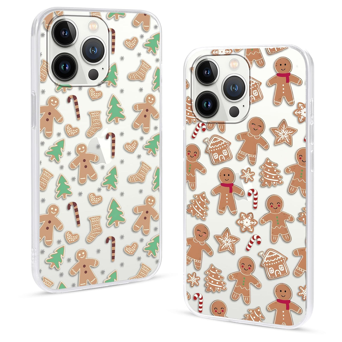 2 Pack Christmas Phone Case for iPhone 16 6.1'', Cute Christmas Tree Pattern Gifts Case with Gingerbread Canes Design Soft TPU Anti-Fall Protective Slim Shockproof Cover for Girl Women Men