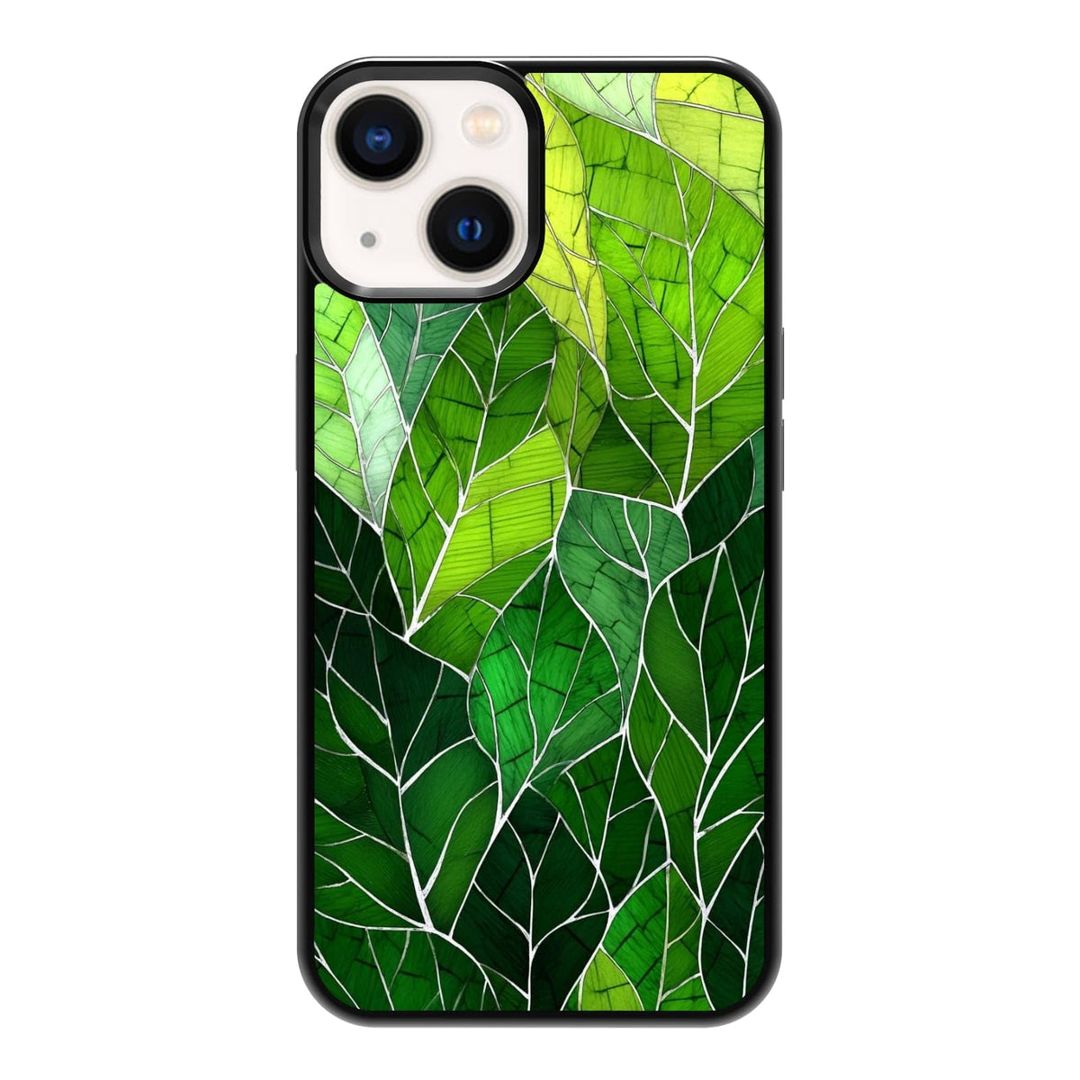Nature Stained Glass Green Forest Tree Sunlight Phone Case, Shockproof Protective Cover for iPhone 11 12 13 14 15 16 17 Pro Max Plus Mini XR 7 8 SE