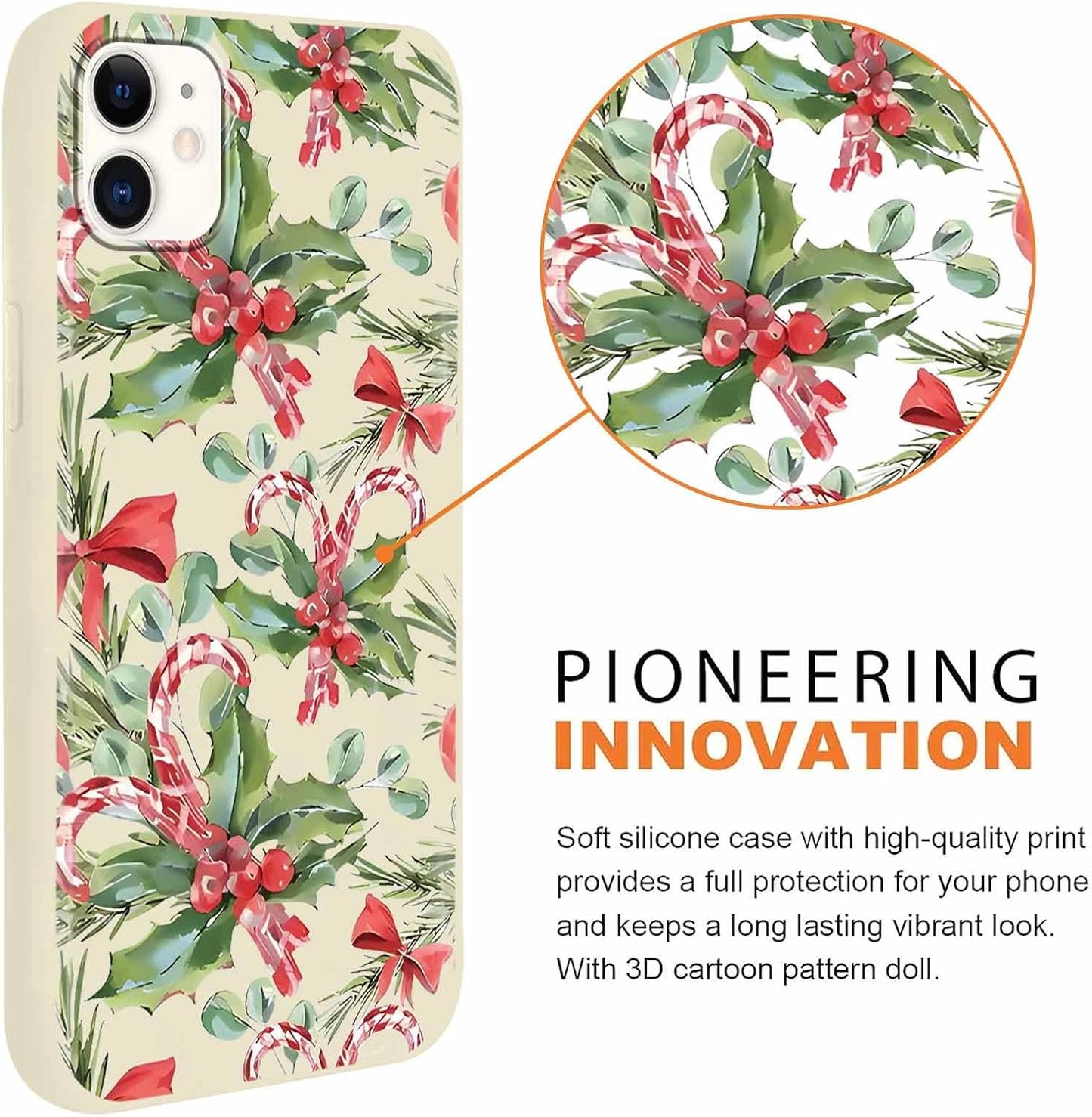 2 Pack Merry Christmas Phone Case for iPhone 12 / iPhone 12 Pro 6.1", Cute Xmas Christmas Tree Pattern Case with Candy Design Christmas Decorations Gifts Soft TPU Cover for Girl Women