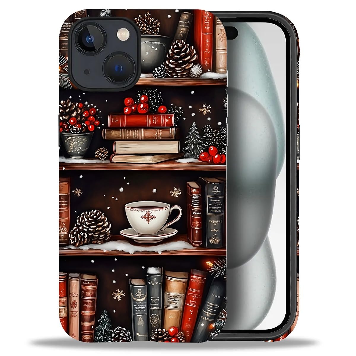Case for iPhone 17,Drop Protection Hybrid 2-Layer Hard Phone Cover-Vintage Christmas Stamps Collage
