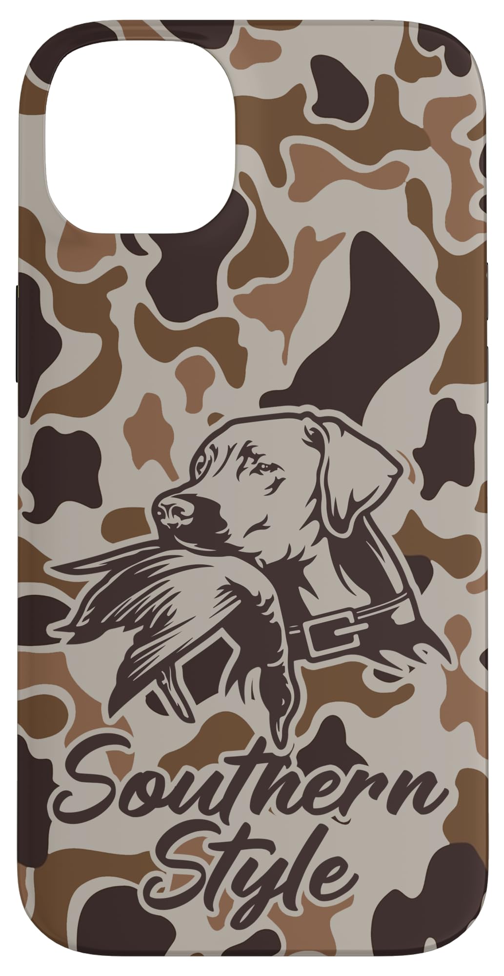 iPhone 15 Old School Camo Southern Style Duck Hunters with Dog Case