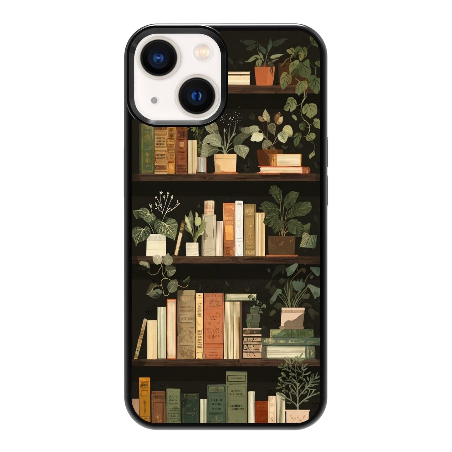 Plant Parent Bookshelf Botanical Greenery Library Phone Case, Shockproof Protective Cover for iPhone 11 12 13 14 15 16 17 Pro Max Plus Mini XR 7 8 SE