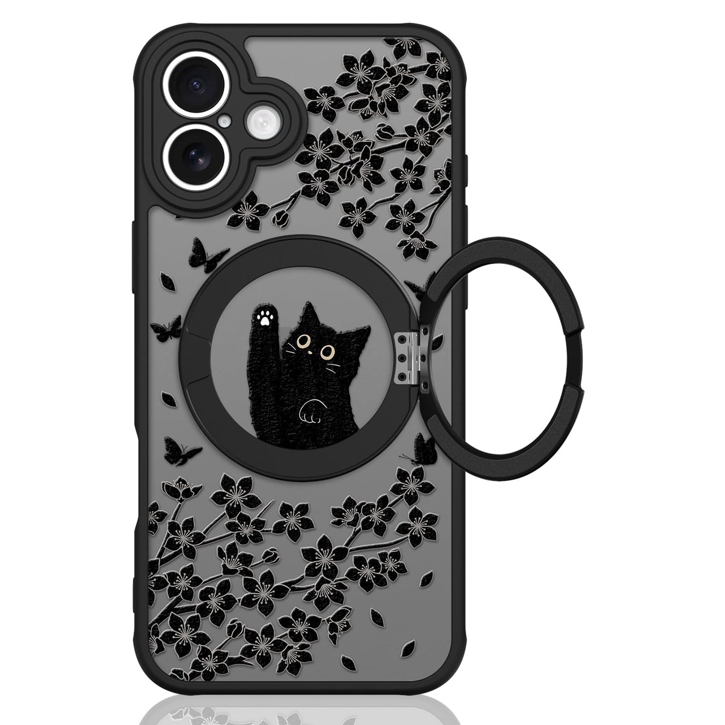 Cute Magnetic Case for iPhone 14 Case, Black Cats Pattern | Compatible with MagSafe, Soft Bumper Hard Back Kawaii Animal Aesthetic Protective Phone Cover Design for Women Girls Boys
