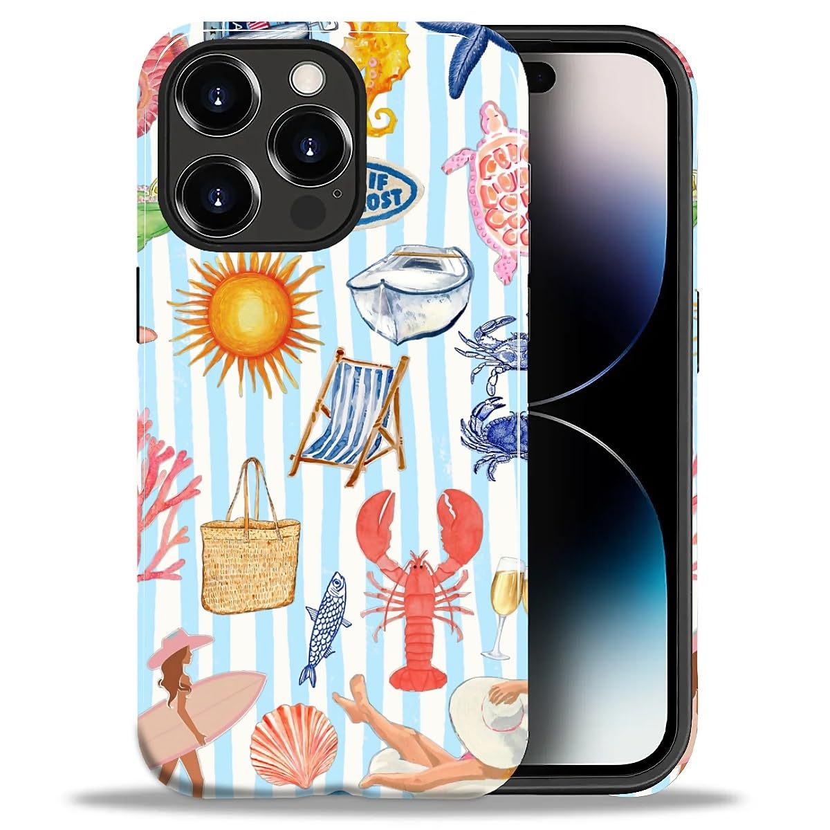 DAIZAG Case for iPhone 13 iPhone 14, Christmas Coffee Snowflake Cane Full-Body Design Hybrid Dual Protection Soft TPU + Hard PC, Shockproof Scratch-Resistant Protective Cover Phone Case for Men Women