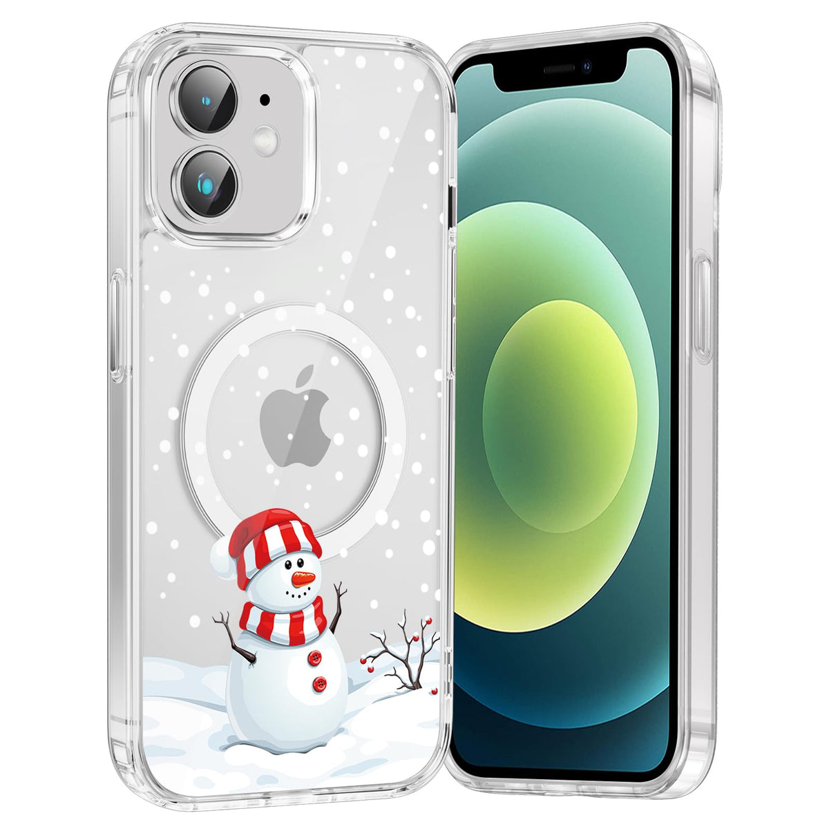 Merry Christmas Snowflake Phone Case for iPhone 13 / iPhone 14 Xmas Clear Magnetic Case 6.1", Compatible with Magsafe, Cute Winter Pattern Design Cover Shockproof Soft TPU Funda for Girl Women