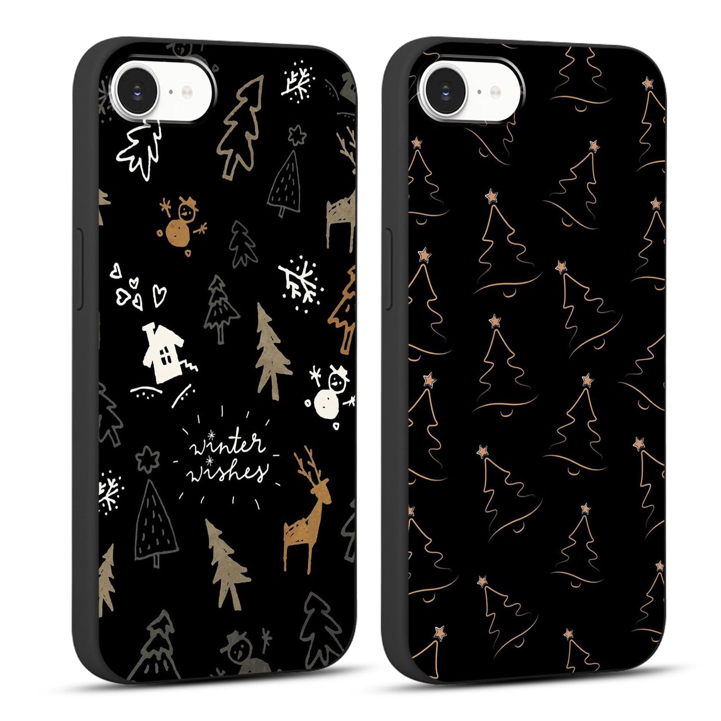 2 Pack Merry Christmas Phone Case for iPhone 13 / iPhone 14 6.1", Cute Red Christmas Truck Car Tree Candy Snowflake Pattern Case Anti-Scratch Shockproof Soft Silicone Gifts Girl Women Cover