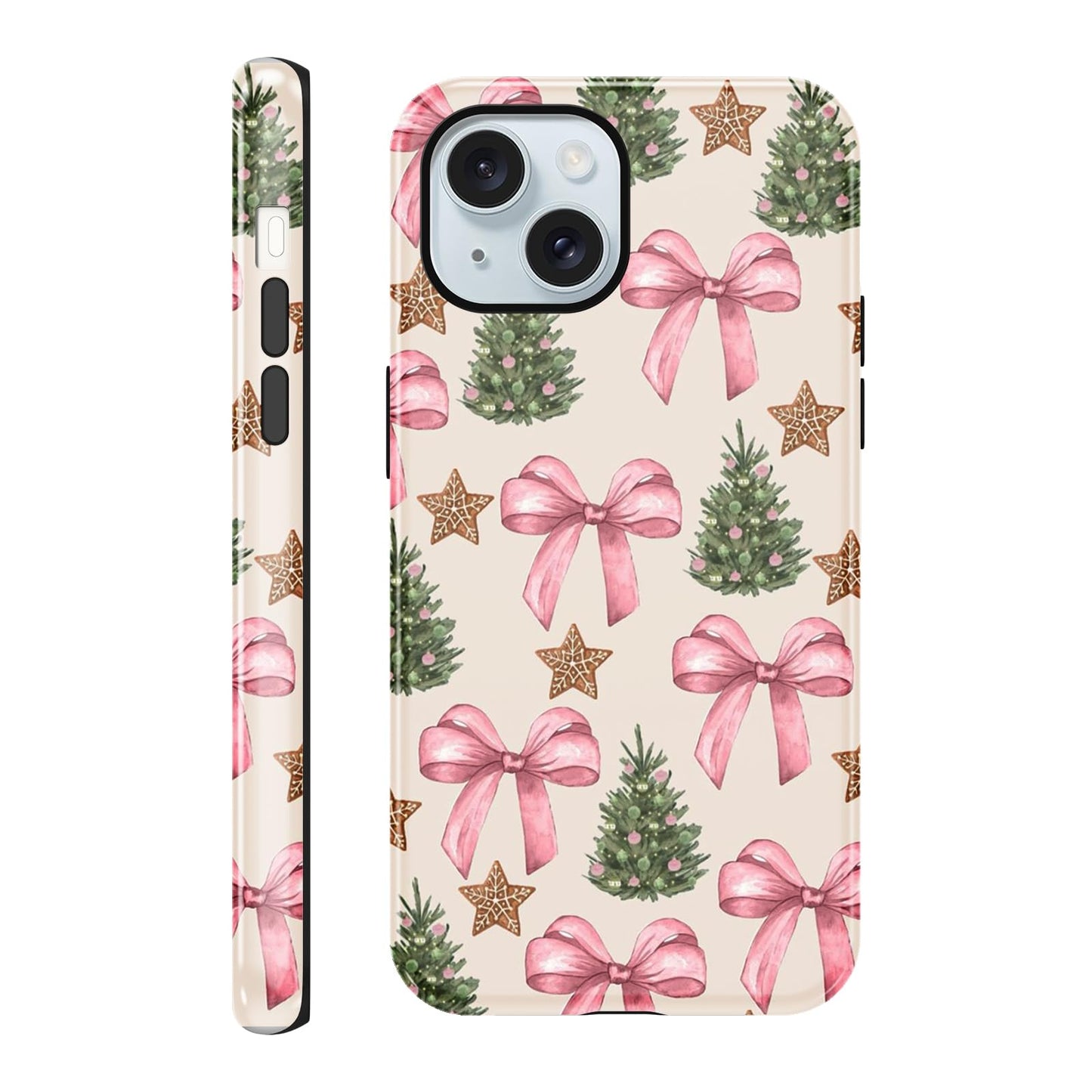Merry Christmas Phone Case for iPhone 13/14, Cute Case with Candy Gingerbread Man Pattern, Hybrid Durable Shockproof Soft Silicone Cover for Girl Women Men Boys