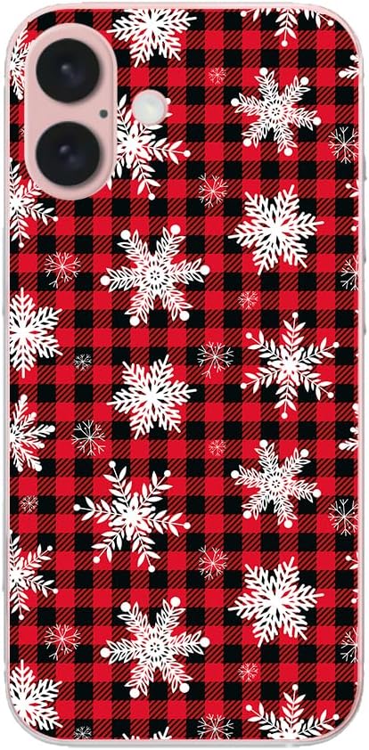 Blingy's for iPhone 16 Case, Fun Christmas Style with Snowflakes Pattern Holiday Plaid Design Soft TPU Protective Case (6.1 inch) (Plaid Snowflakes) Multicolor
