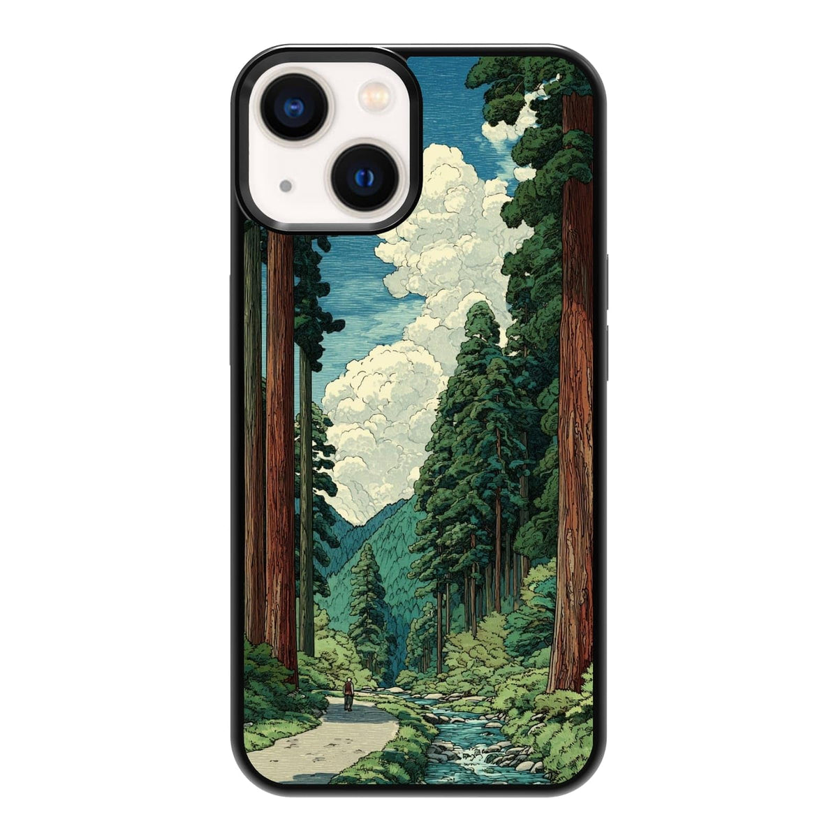 Vibrant Redwood Forest Path Wildflowers Nature Landscape Phone Case, Shockproof Protective Cover for iPhone 11 12 13 14 15 16 17 Pro Max Plus Mini XR 7 8 SE