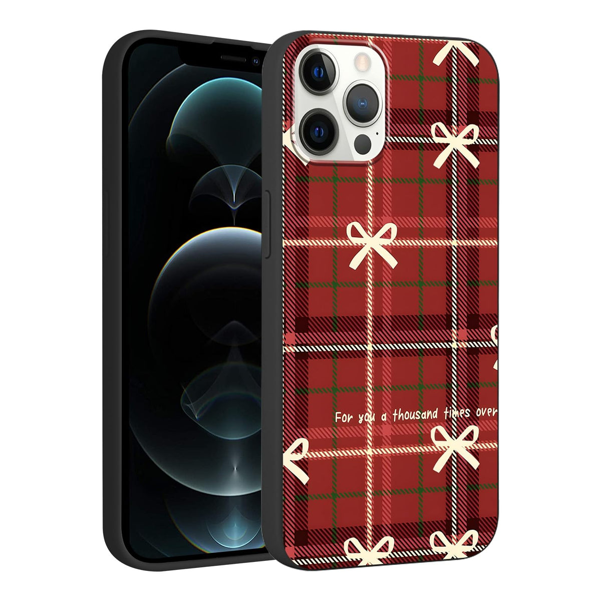 Merry Christmas Plaid Checkered Phone Case for iPhone 11 6.1", Cute Xmas Case Red Grey Scottish Tartan Grid Stripe Pattern Design Cover Shockproof Soft Silicone Protective Funda for Girl Women