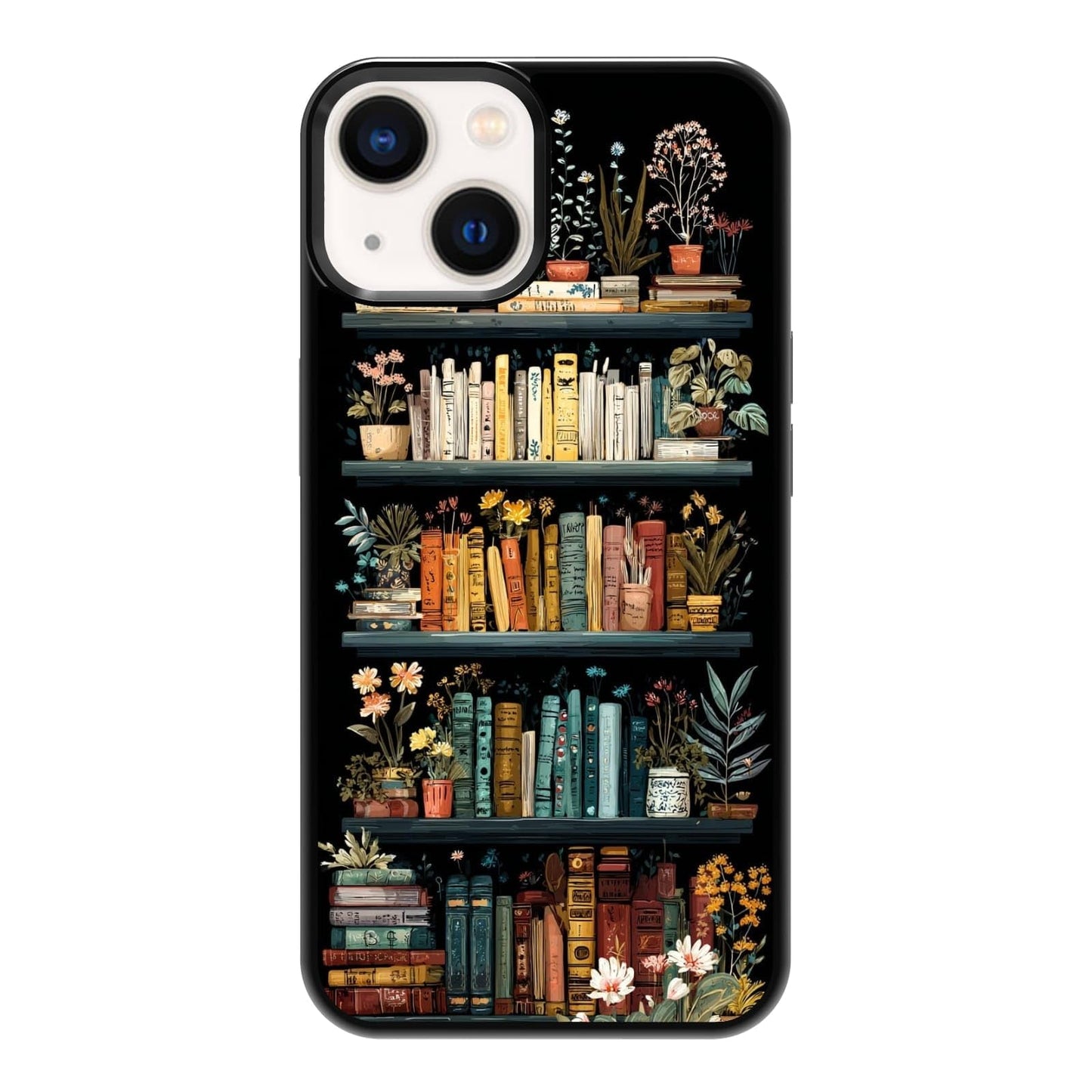 Aesthetic Bookshelf Urban Jungle Potted Plants Botanical Phone Case, Shockproof Protective Cover for iPhone 11 12 13 14 15 16 17 Pro Max Plus Mini XR 7 8 SE