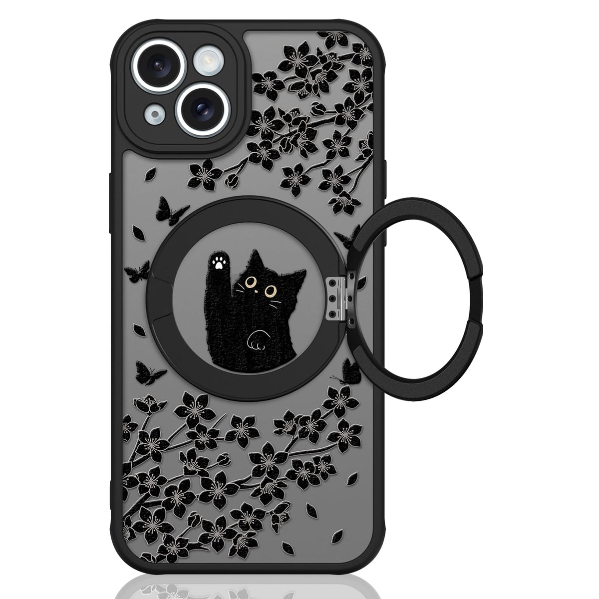 Cute Magnetic Case for iPhone 14 Case, Black Cats Pattern | Compatible with MagSafe, Soft Bumper Hard Back Kawaii Animal Aesthetic Protective Phone Cover Design for Women Girls Boys
