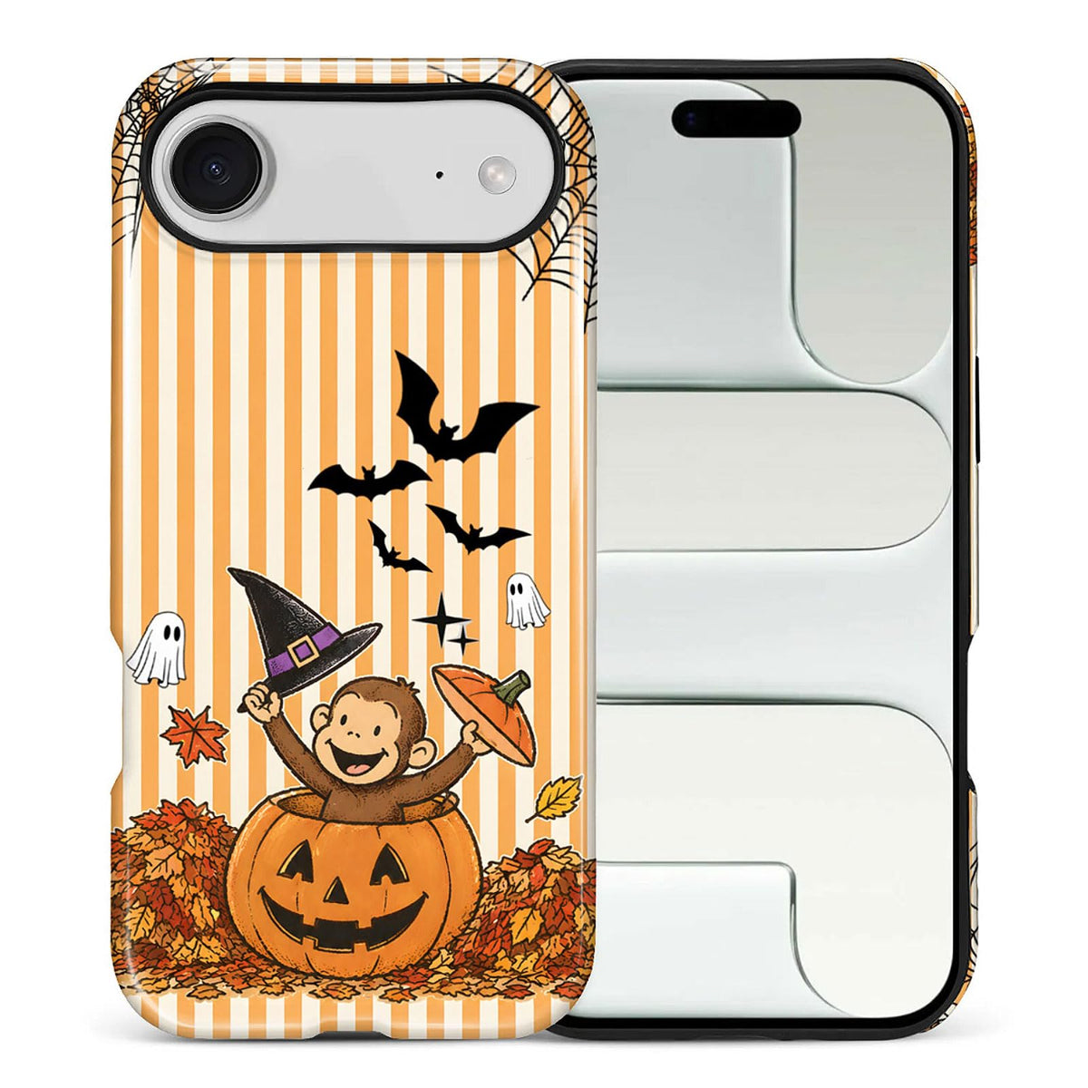 for iPhone 15 Pro Case,Hybrid 2-Layer Hard Shell + Silicone Protective Case -Resistant Shockproof- A Naughty Cat with Blue Stripes Eating Fish