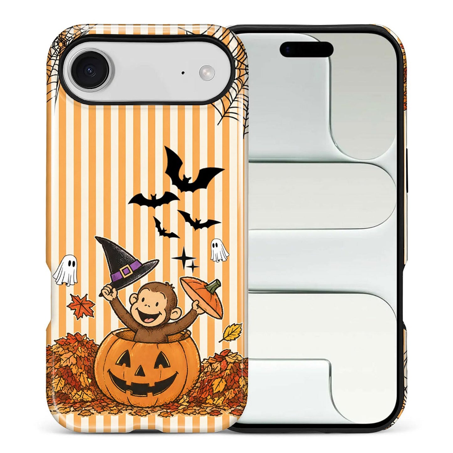 for iPhone 15 Case,Hybrid 2-Layer Hard Shell + Silicone Protective Case -Resistant Shockproof- A Naughty Cat with Blue Stripes Eating Fish
