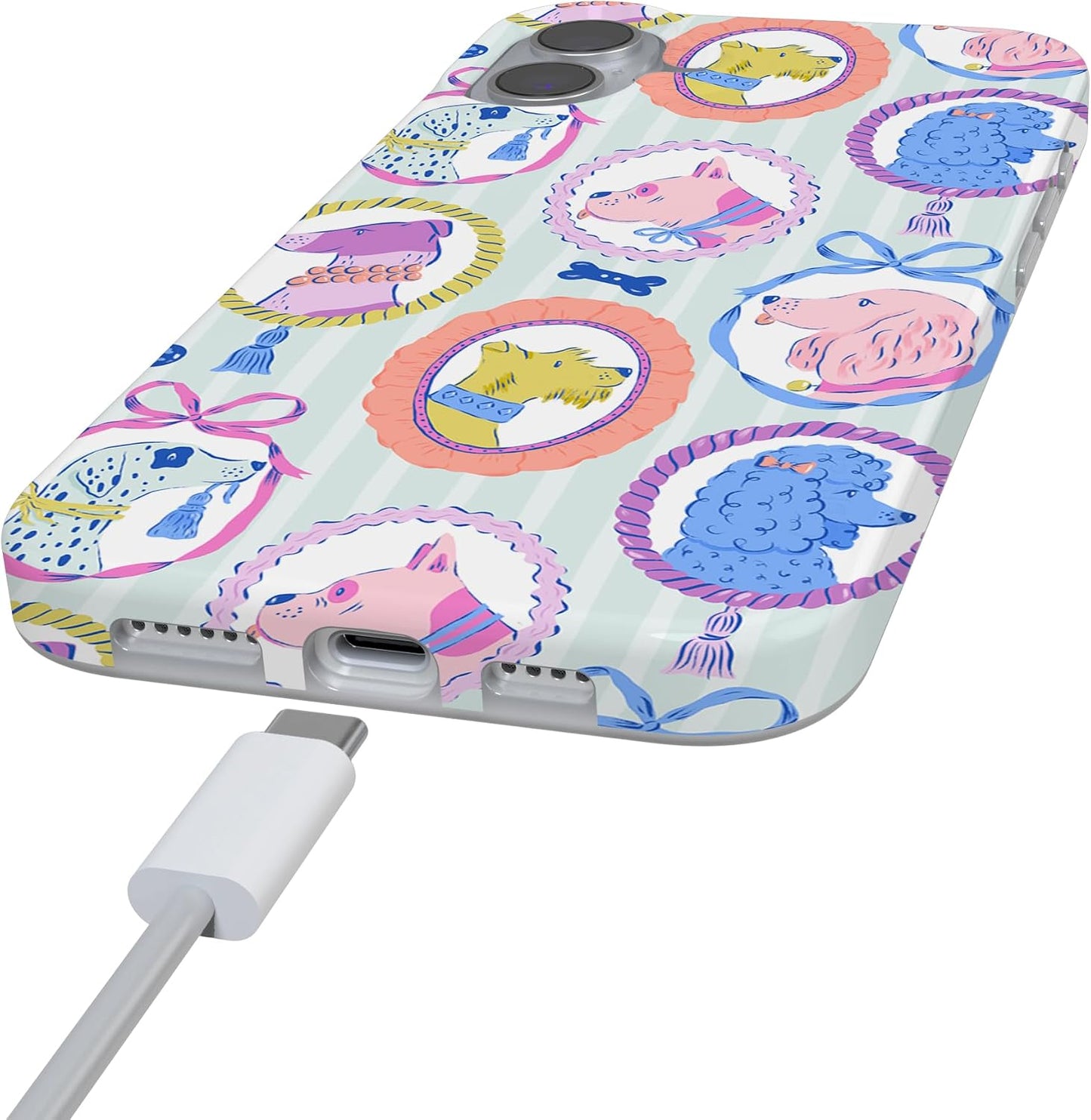 Casely iPhone 16 Case | Chateau Pups | French Dog | Compatible with MagSafe | Classic Ultra Slim Design