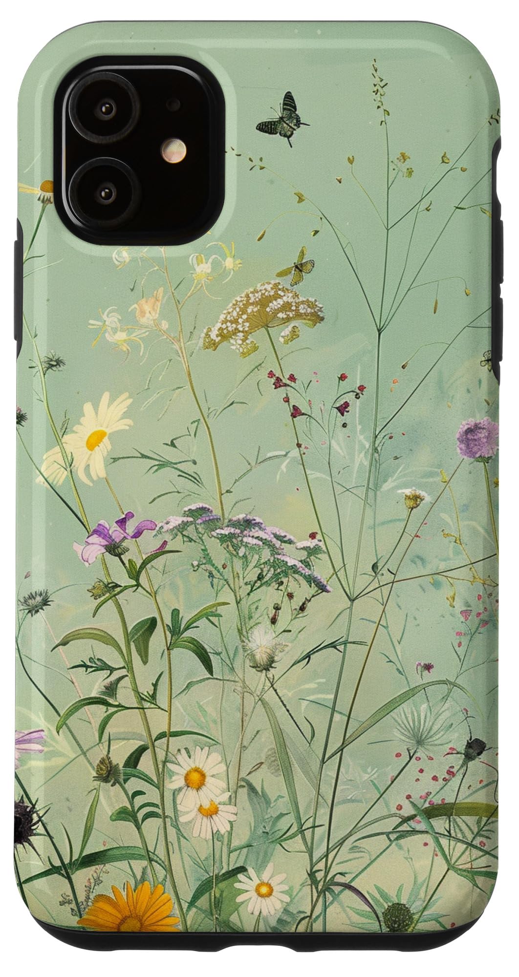 Sage Green Boho Botanical Wildflowers Plants Case for iPhone 16 Pro Max