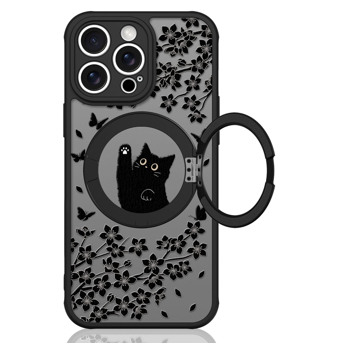 Cute Magnetic Case for iPhone 14 Case, Black Cats Pattern | Compatible with MagSafe, Soft Bumper Hard Back Kawaii Animal Aesthetic Protective Phone Cover Design for Women Girls Boys