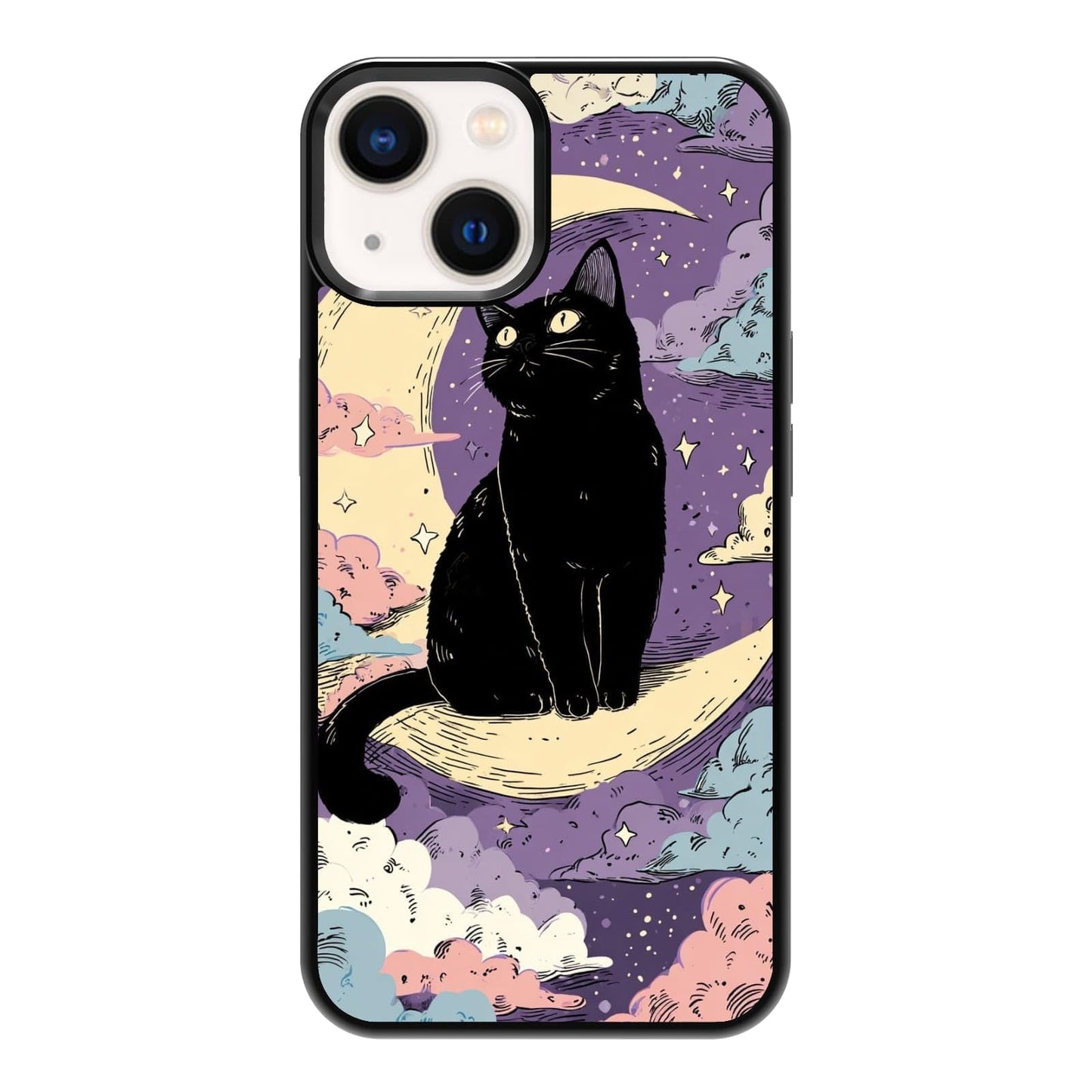 Black Cat Indoor Jungle Potted Plants Bookshelf Dark Green Botanical Urban Forest Phone Case, Shockproof Protective Cover for iPhone 11 12 13 14 15 16 17 Pro Max Plus Mini XR 7 8 SE