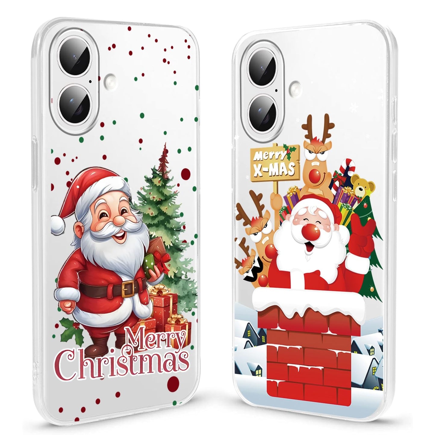 2 Pack Christmas Phone Case for iPhone 16 6.1'', Cute Christmas Tree Pattern Gifts Case with Gingerbread Canes Design Soft TPU Anti-Fall Protective Slim Shockproof Cover for Girl Women Men