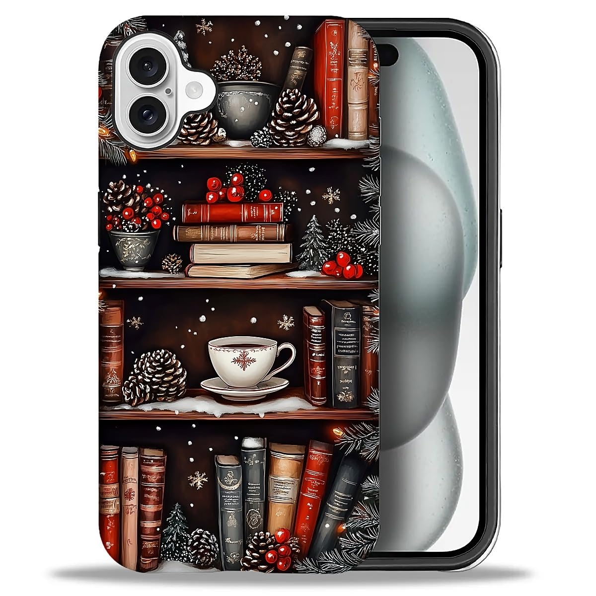 Case for iPhone 17,Drop Protection Hybrid 2-Layer Hard Phone Cover-Vintage Christmas Stamps Collage