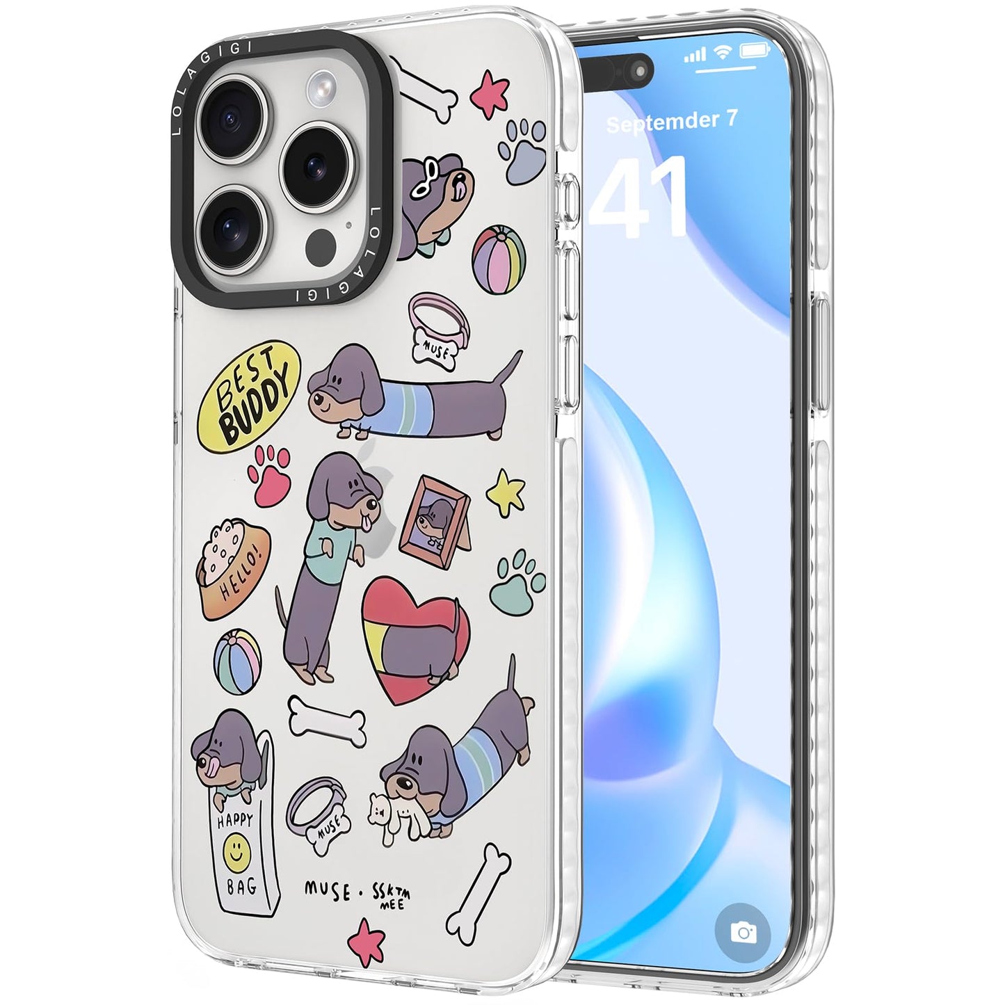 for iPhone 15 Pro Case for Women, Cute Pet Cat Cartoon Art Animal Print Girly Design Kawaii Aesthetic Cartoon Pattern for Girls Teens Soft TPU Phone Case (6.1")