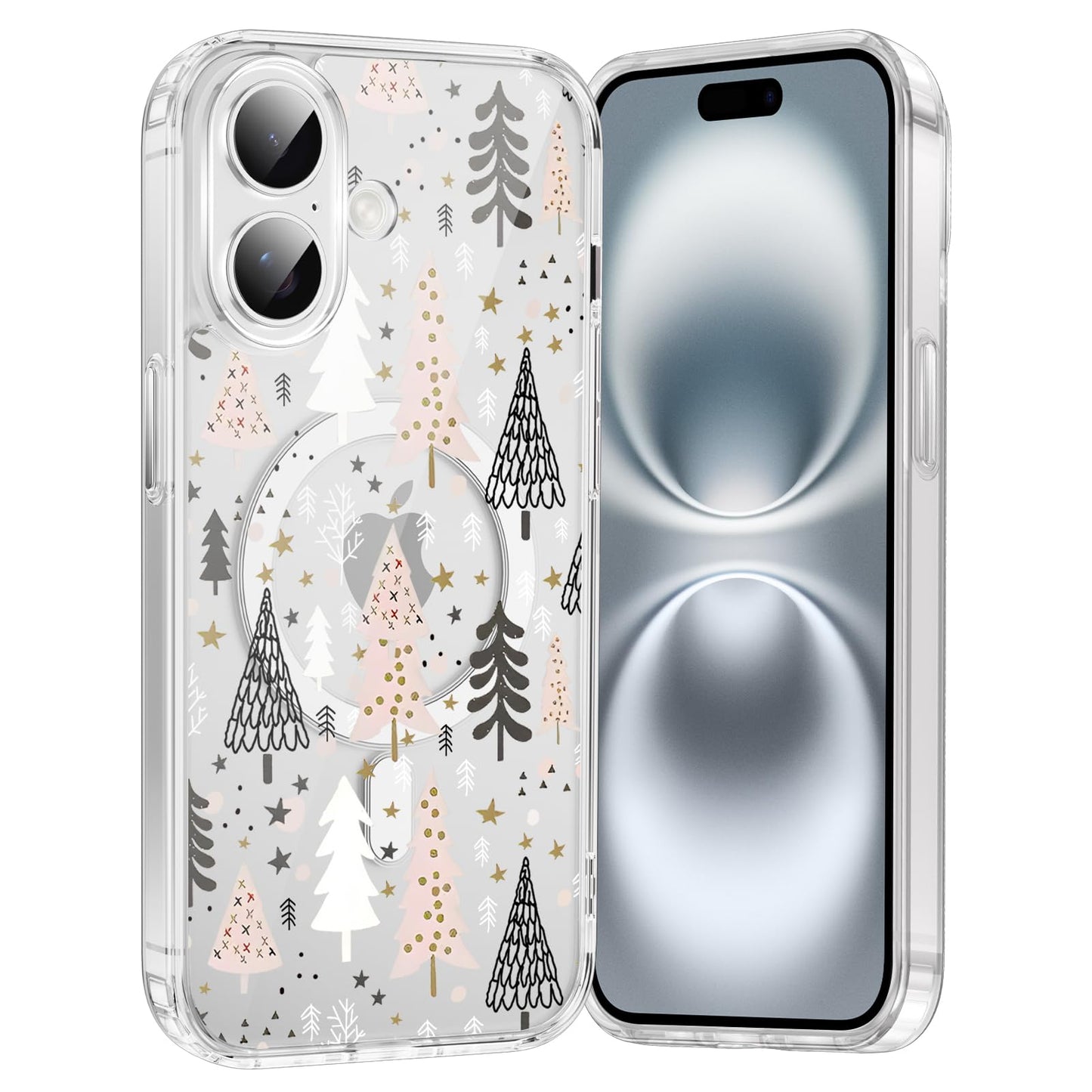 Merry Christmas Snowflake Phone Case for iPhone 13 / iPhone 14 Xmas Clear Magnetic Case 6.1", Compatible with Magsafe, Cute Winter Pattern Design Cover Shockproof Soft TPU Funda for Girl Women