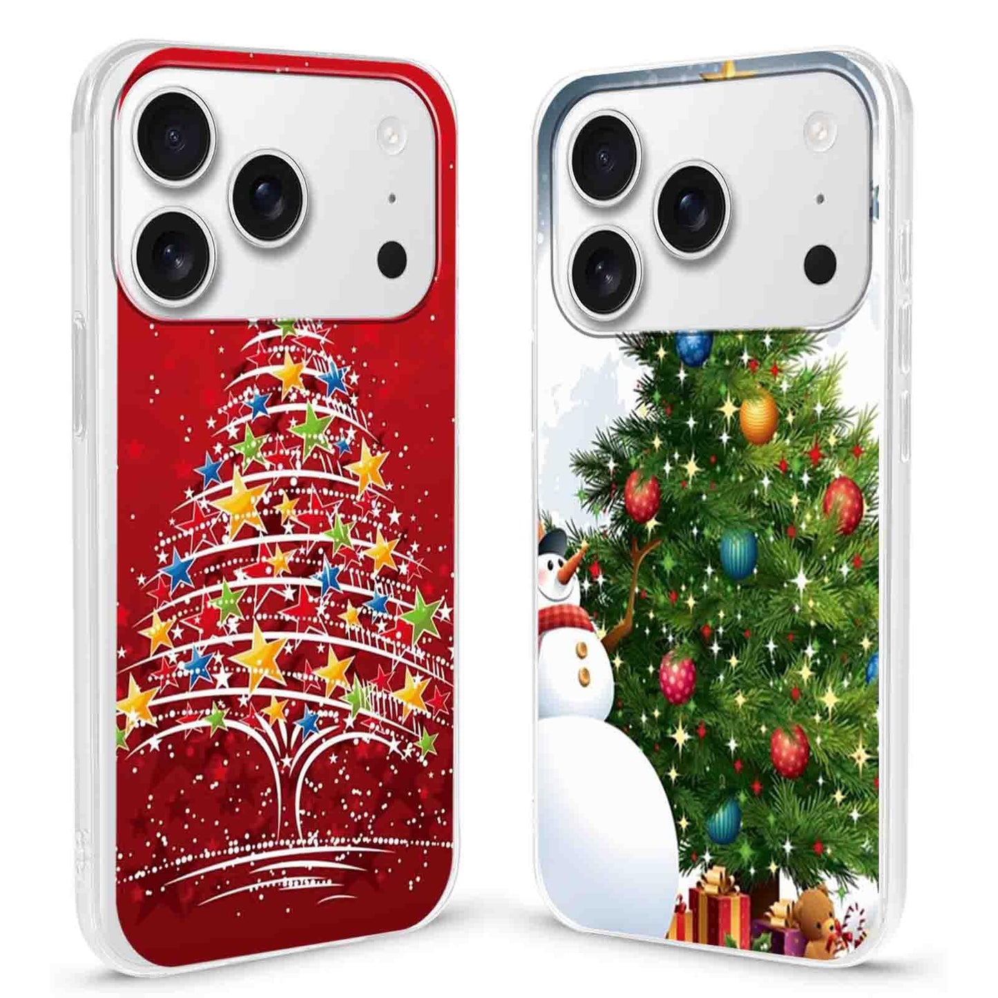 2 Pack Clear Christmas Phone Case for iPhone 13/14 6.1 inches, Holidays Christmas Trees Yellow-Resistant Protective Soft Slim Shockproof Xmas TPU Bumper Cover for Girls Woman Men