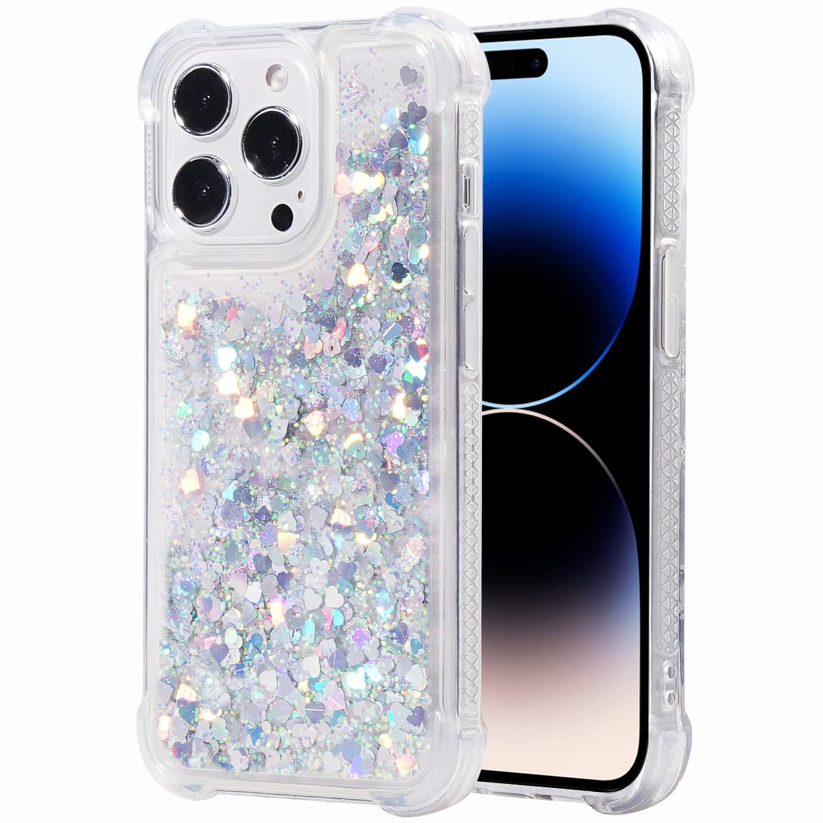 Glitter Christmas Case Compatible with iPhone 14 Pro Glitter Case Christmas Tree Clear Soft TPU Rubber Bumper Girly Women Cute Liquid Holiday Case for iPhone 14 Pro 6.1 inch (Christmas Tree)