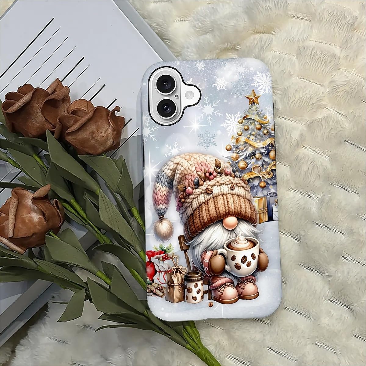 Case Compatible with iPhone 16,Christmas Decorations-Santa Claus Hybrid 2-Layer Hard Shell+Silicone Double Protective Scratch-Resistant Shockproof Case for iPhone 16