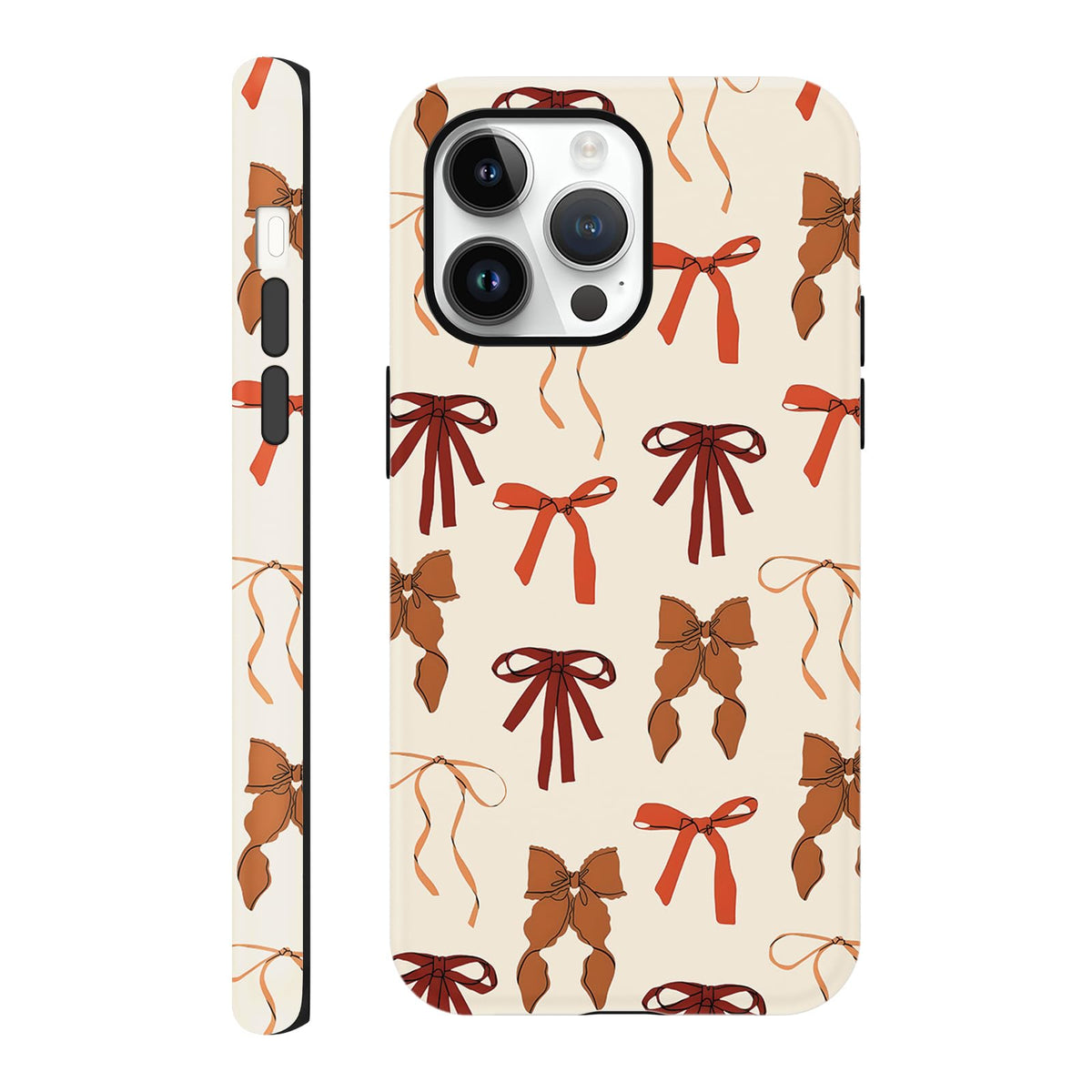 Cute Christmas Bow Phone Case for iPhone 12/12 Pro Case 6.1", Red Green Aesthetic Coquette Preppy Ribbon Bowknot Pattern Design Cover Shockproof Soft TPU Hard PC Protection Girls Women Funda