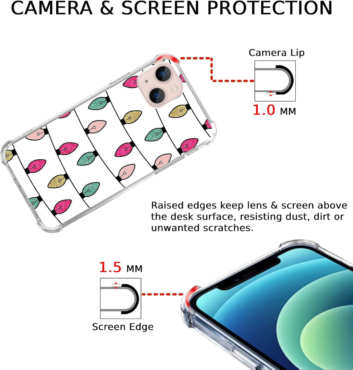 Christmas Lights Case Compatible with iPhone 13, Christmas Holiday Case for iPhone 13, Cool Cute TPU Bumper Phone Case Cover