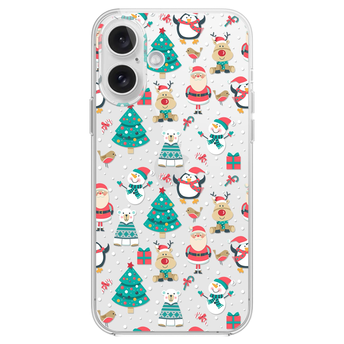 Blingy's for iPhone 16 Case, Christmas Pattern Winter Snowman Style with Falling Snowflake Design Transparent Soft TPU Protective Clear Case (6.1 inch) (Snowman)