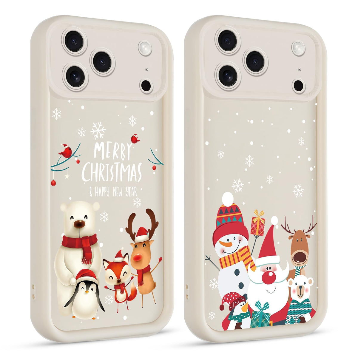 2 Pack Christmas Phone Case for iPhone 12 6.1", Cute Cover with Red Xmas Tree Candy Snowflake Pattern Full Camera Lens Shockproof Soft Silicone Cover for Girl Women