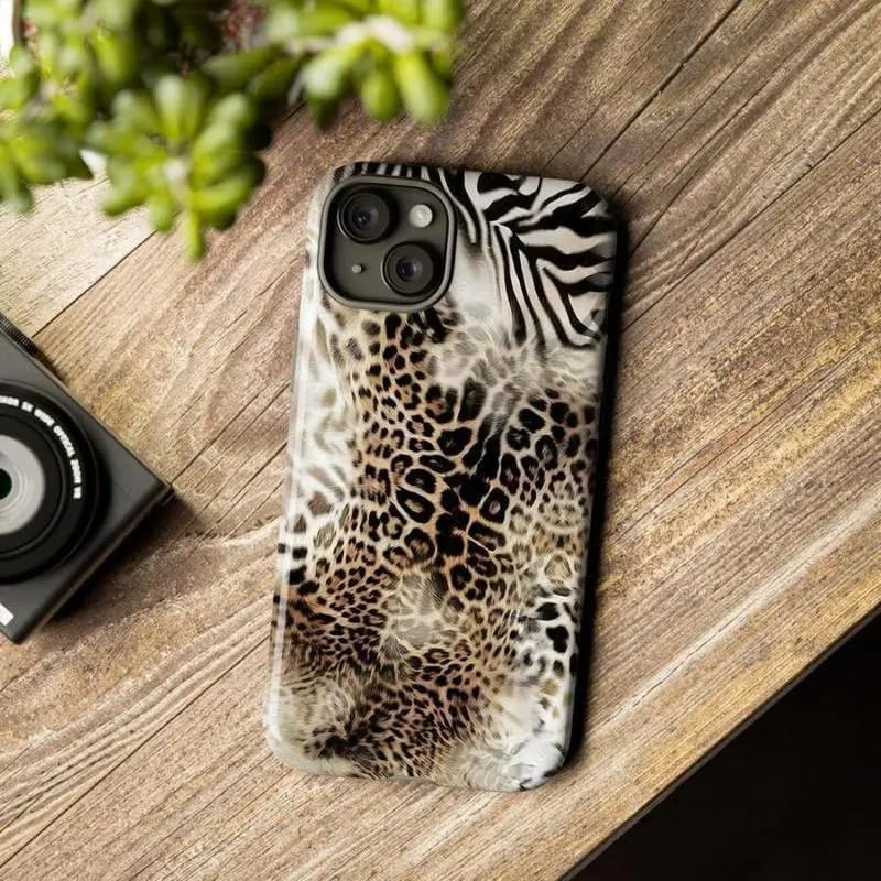 Animal Print Cheetah Zebra Tiger Phone Case Retro Design, Aesthetic Phone Cover Suitable for iPhone 17 16 Pro Max 15 14 13 12 for Samsung S26/S25/S24 (Brown, iPhone 16)