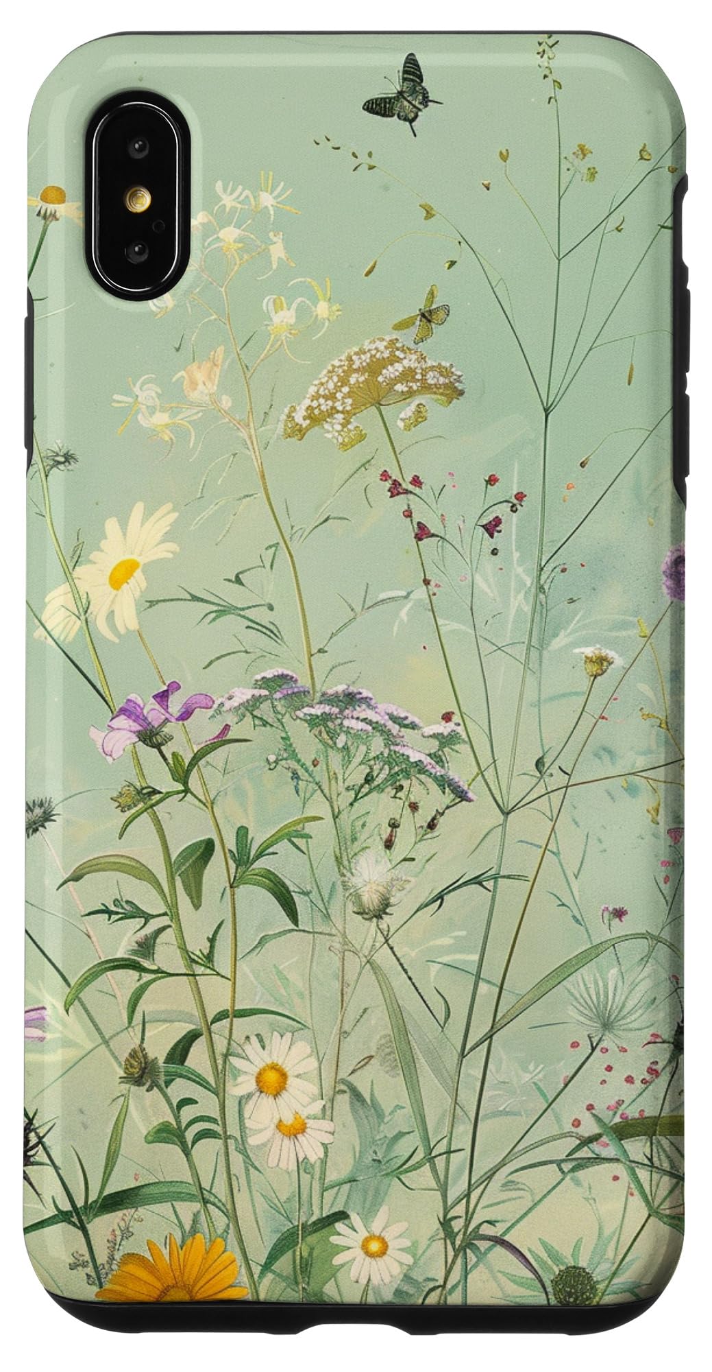 Sage Green Boho Botanical Wildflowers Plants Case for iPhone 16 Pro Max