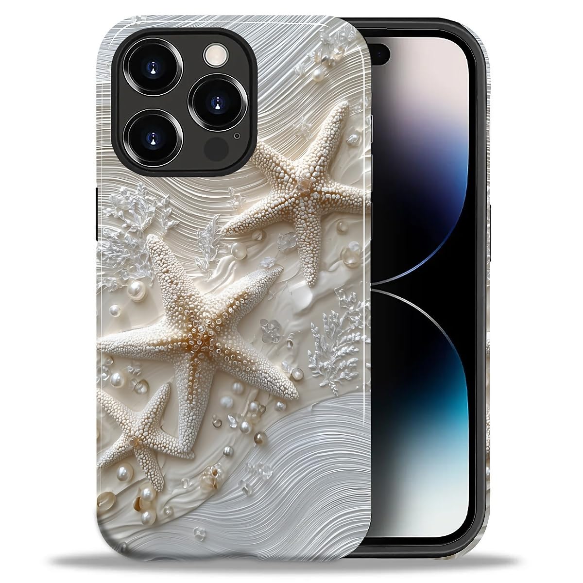 DAIZAG Case for iPhone 13 iPhone 14, Christmas Coffee Snowflake Cane Full-Body Design Hybrid Dual Protection Soft TPU + Hard PC, Shockproof Scratch-Resistant Protective Cover Phone Case for Men Women