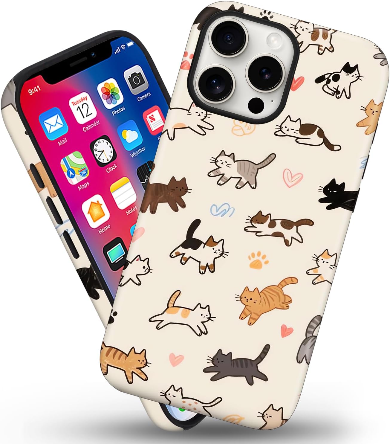 Magnetic for iPhone 13/14 Case Cute Cat Phone Case, Apricot | Shockproof Slim TPU and Hard PC Protective Phone Cover Compatible with MagSafe Designed for Women Girls Gift
