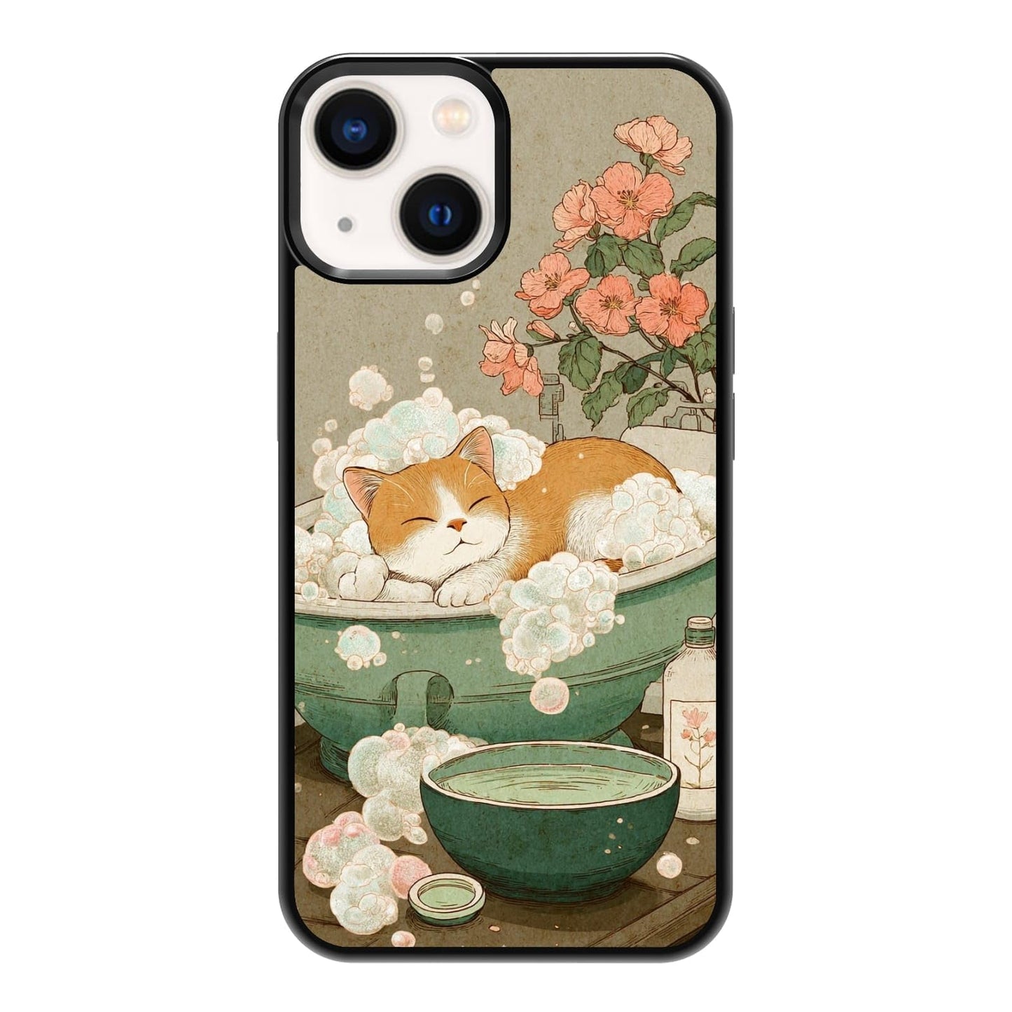 Lush Tropical Monstera Leaves Black Cat Botanical Art Phone Case, Shockproof Protective Cover for iPhone 11 12 13 14 15 16 17 Pro Max Plus Mini XR 7 8 SE