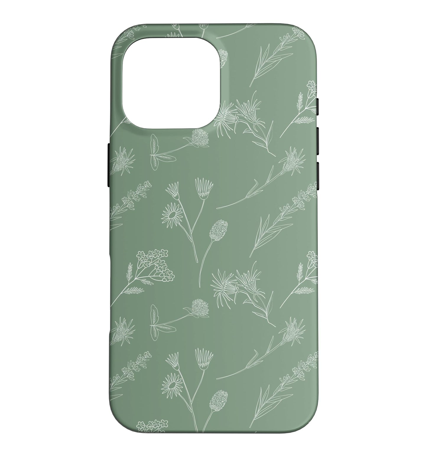 Leaves Botanical Plant Line Art Sage green Wildflower Floral Case for iPhone 16 Pro Max