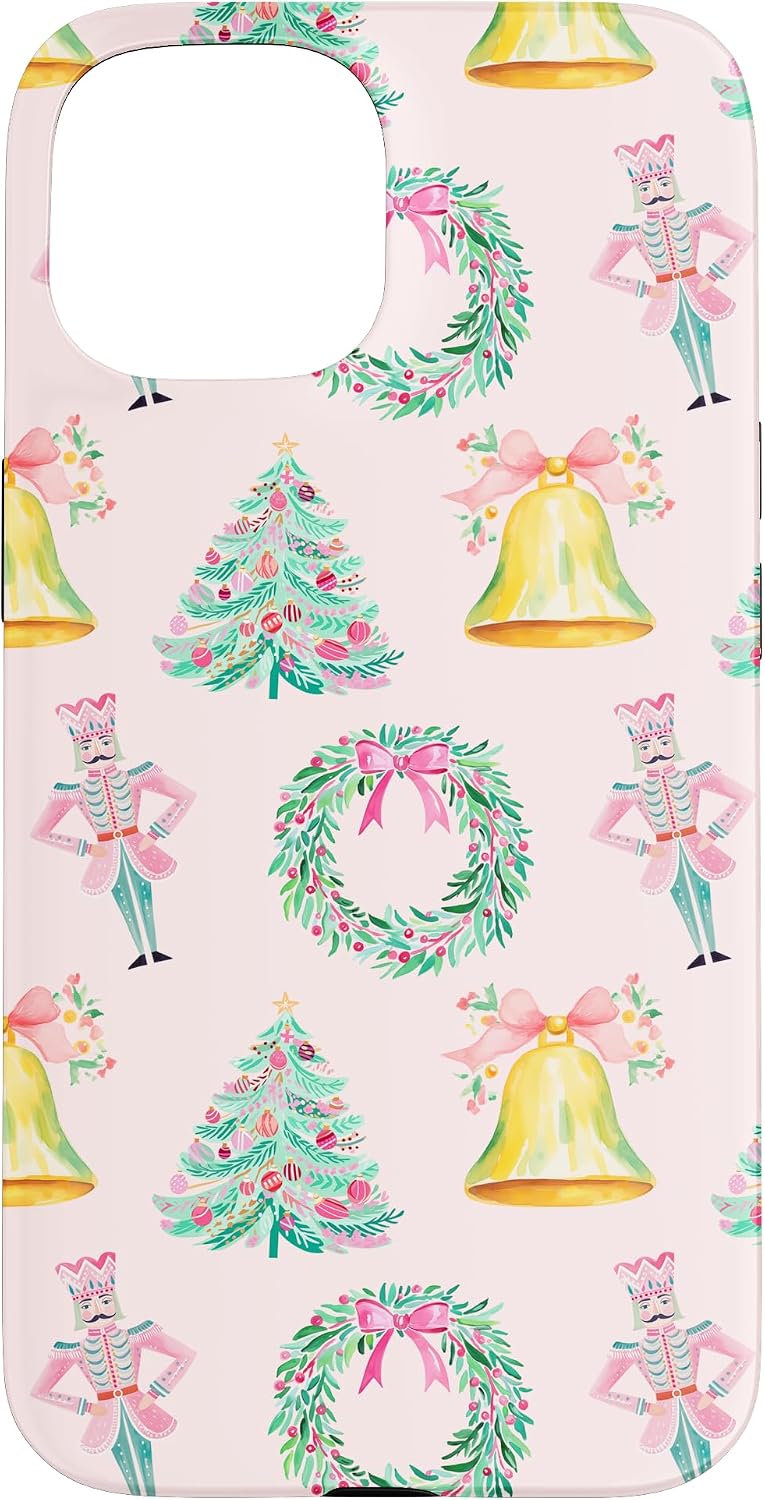 Preppy Pink Christmas Nutcracker Print Case for iPhone 15