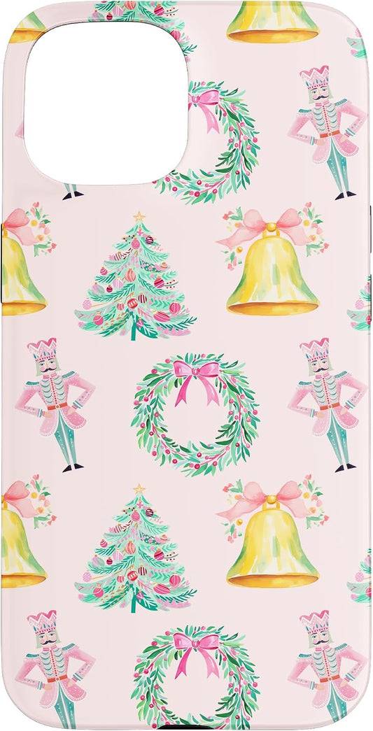Preppy Pink Christmas Nutcracker Print Case for iPhone 15