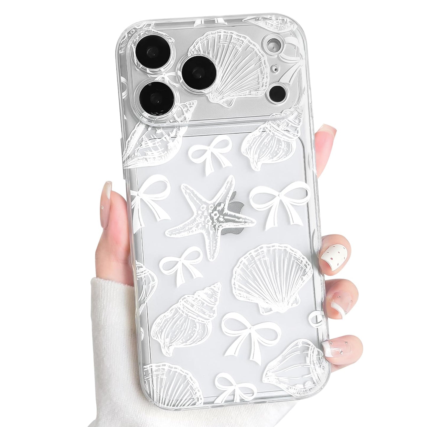 NITITOP Compatible with iPhone 16 Case Clear Sea - White Turtle | Cute, Shell whale ocean animal, For women men girls boys, Slim, Soft TPU, Shockproof