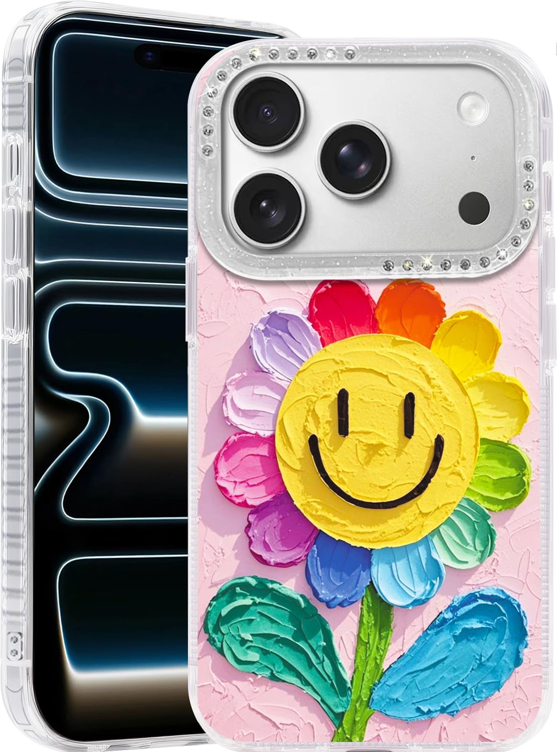 Compatible with iPhone 17 Case,with [Soft Slim][Camera Protection] Cute Fishing Cats Shiny Aesthetic Phone Cover Anti-Yellowing Shockproof Protective Cover for Women Girl