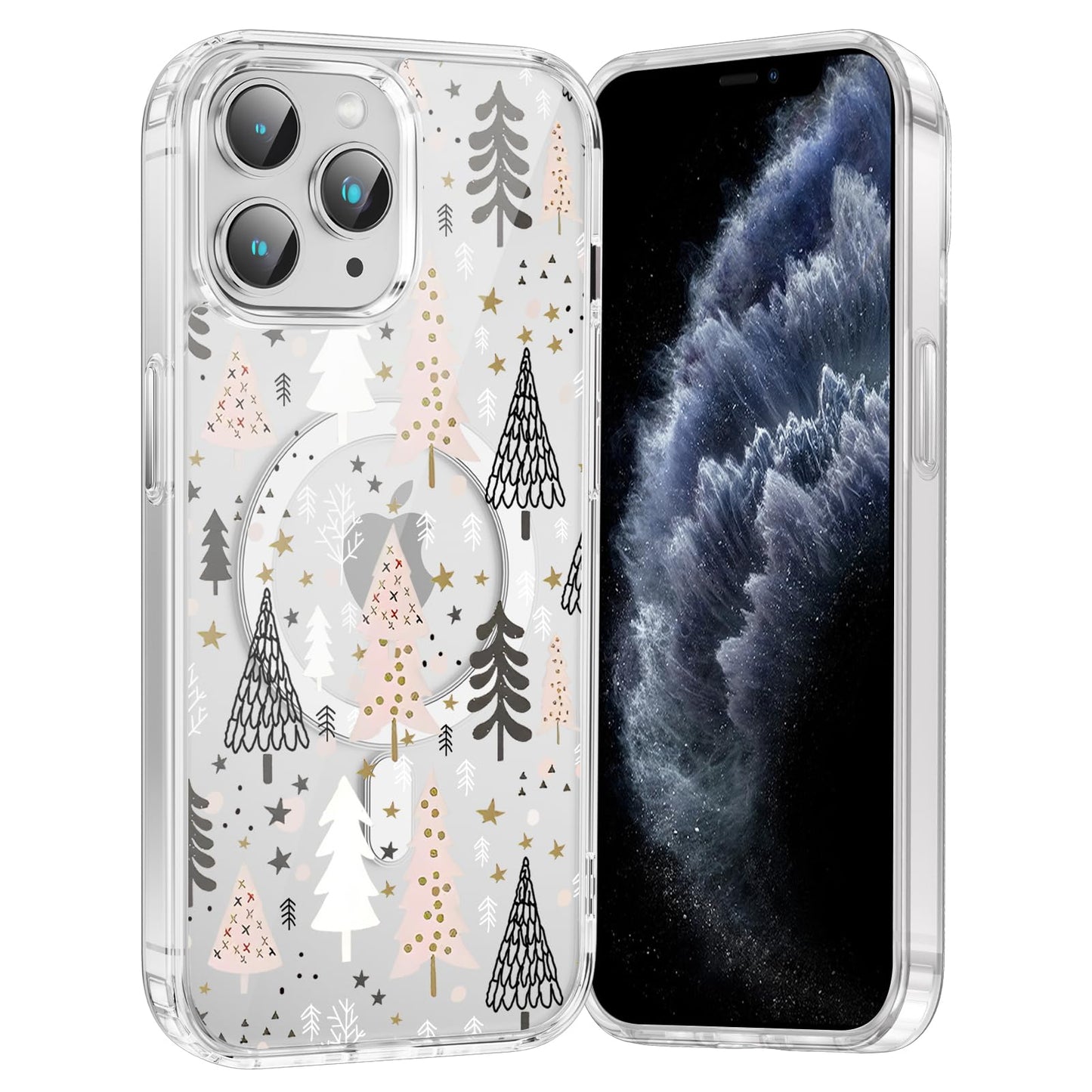 Merry Christmas Snowflake Phone Case for iPhone 13 / iPhone 14 Xmas Clear Magnetic Case 6.1", Compatible with Magsafe, Cute Winter Pattern Design Cover Shockproof Soft TPU Funda for Girl Women