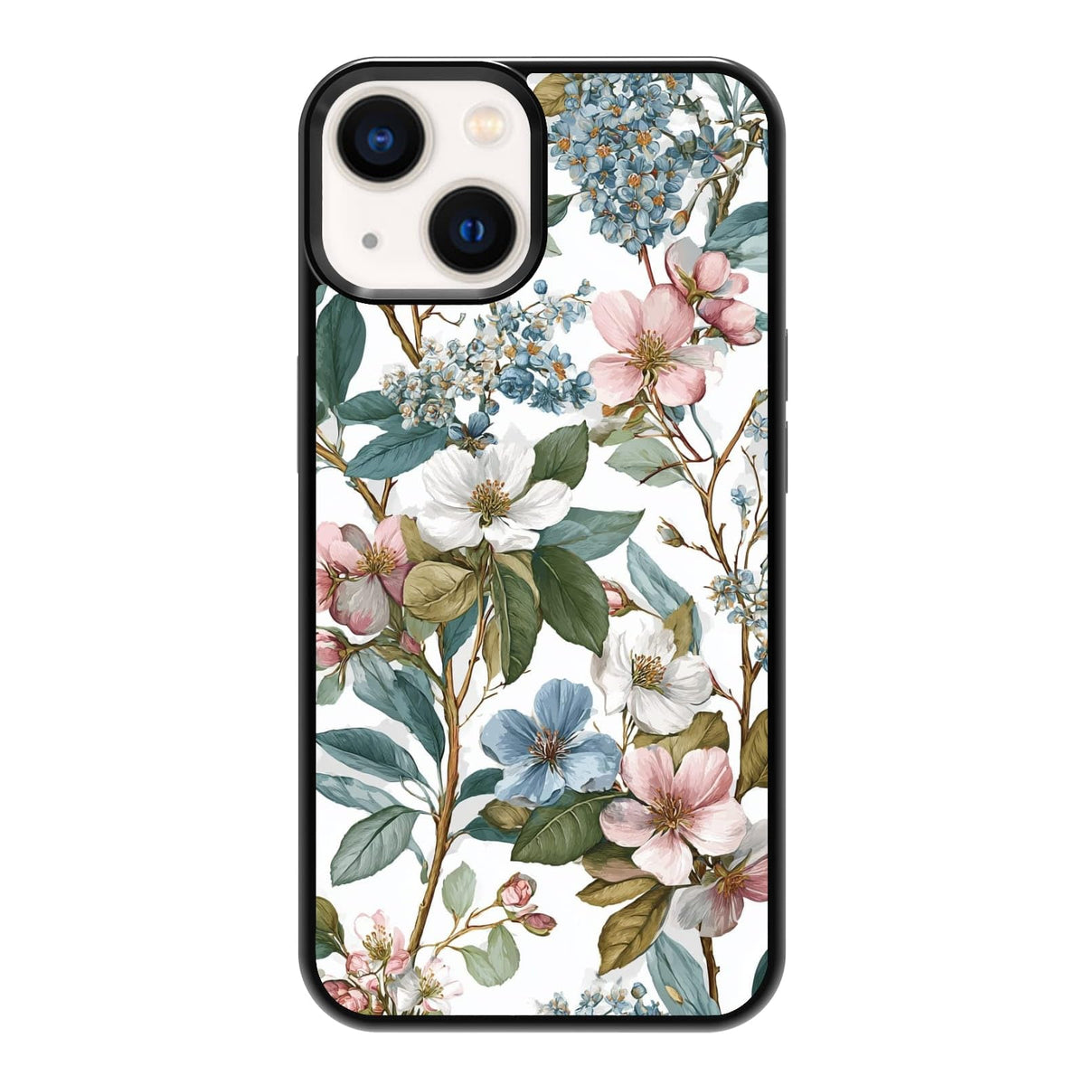 Elegant Forest Green Botanical Leaf and Plant Illustration Phone Case, Shockproof Protective Cover for iPhone 11 12 13 14 15 16 17 Pro Max Plus Mini XR 7 8 SE