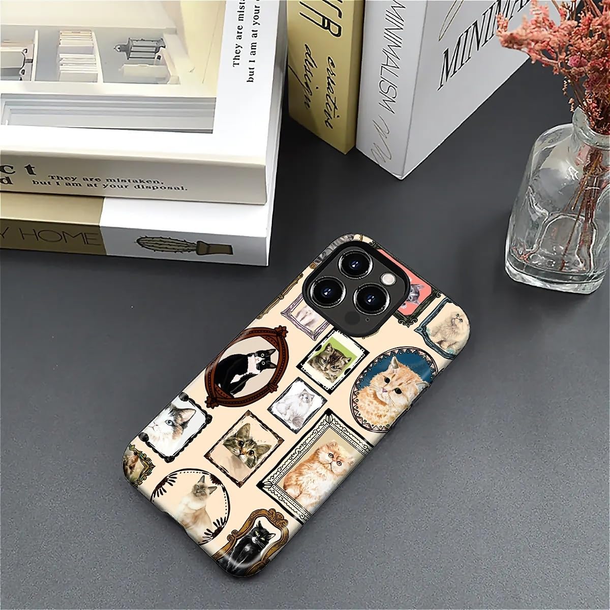CARLOCA Case for iPhone 16 Pro,Vintage Cat Animal Pet Lover Collage Design Hybrid Dual Protection Soft TPU + Hard PC, Shockproof & Anti-Scratch Cover Men Women Stylish Protective Phone Case